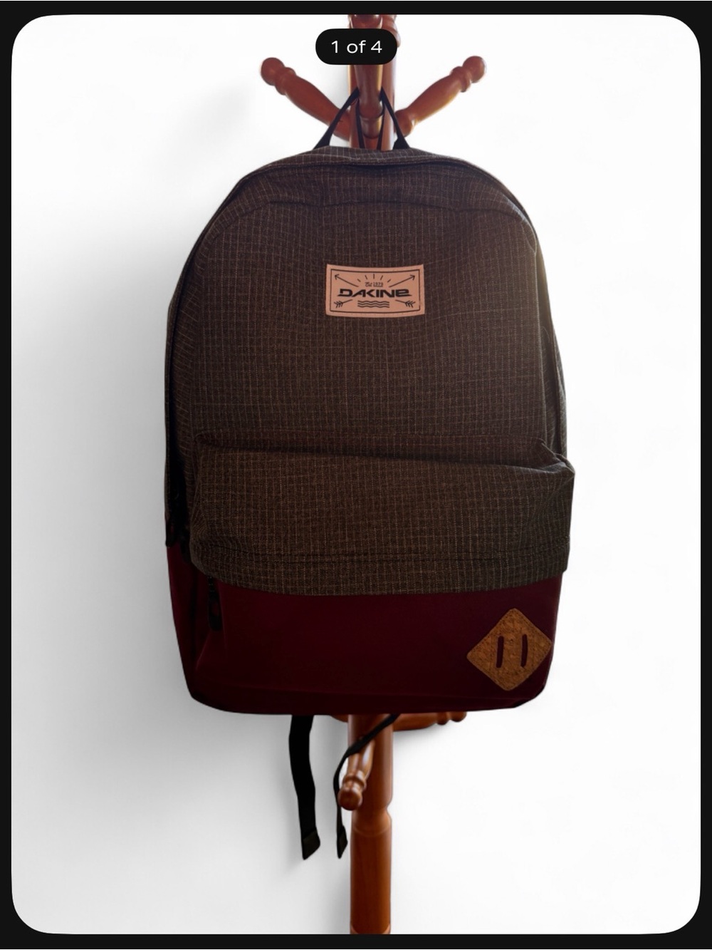 Dakine gray and burgundy backpack #dakine #plaid